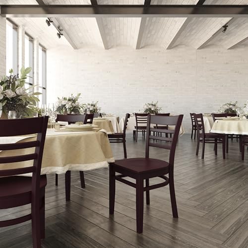 Image of Flash Furniture HERCULES Series Ladder Back Mahogany Wood Restaurant Chair