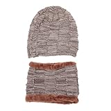 BESPORTBLE Hiver Plus Chaud Ensemble du Cou Bonnet: Hommes Et Femmes Bonnet Unisexe Foulard Chapeau avec des Cadeaux Molletonné Tricot Chaud Idées Kaki