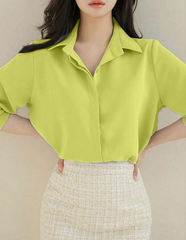 Image of Women's Regular Fit Korean Style Shirts | Stylish Western Shirt with Concealed Placket | Casual & Office Wear Shirt for Women