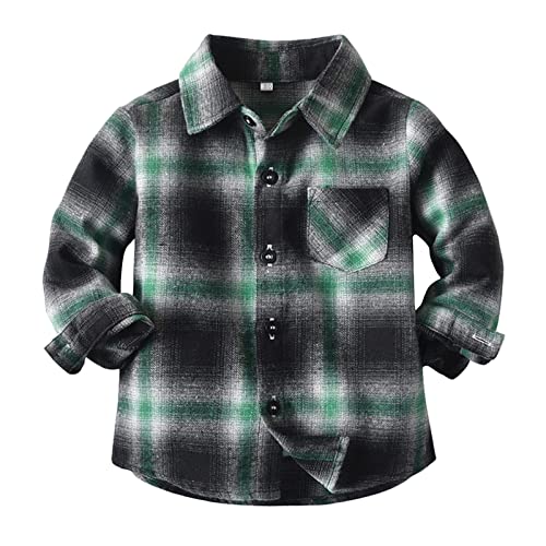 Toddler Flannel Shirt Jacket Plaid Long Sleeve Lapel Button Down Shacket Little Kid Boys Girls Shirts Coats