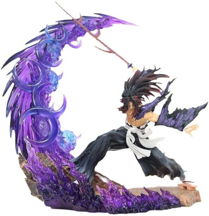Jiumaocleu Kokushibo und Tsugikuni Yoriichi Figur Statue, 22cm Beleuchtete Anime Figur Modell Skulptur, PVC Handgemachte Sammlerstück Desktop Figur Home Ornament
