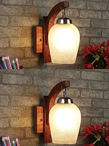 Image of SINOMAN Wall Light for Living Room Modern /Wall Lamps for Bedroom /for Living Room /Wall Lights for Home Decoration /Bedside Wall lamp (Swing Arm Wooden (Pack of 2), Without Bulb)