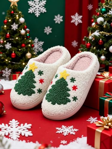 Image of Halloween Christmas Slippers Holiday Slipper House Shoes Home Slipper for Women Fuzzy Outdoor Indoor Bedroom Slippers