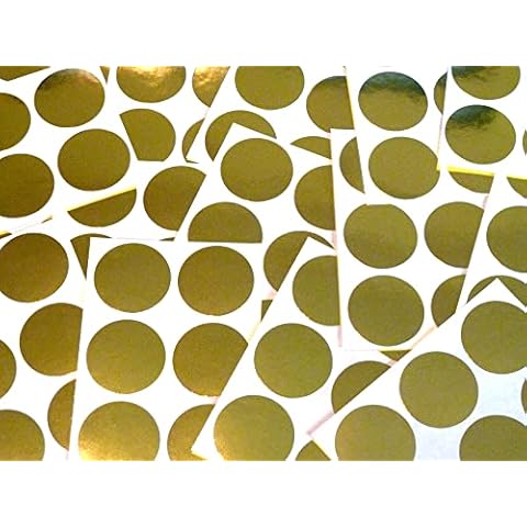 90 Labels, 33mm Diameter Round, Shiny Gold, Colour Code Stickers, Self-Adhesive Sticky Coloured Dots Cover