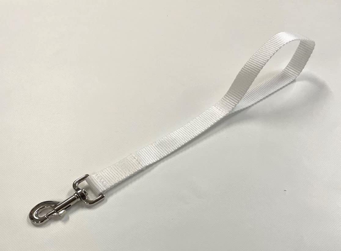 Short Close Control Dog Training Lead Traffic Walking Leash 25mm Polypropylene Webbing (White, 18 Inches)