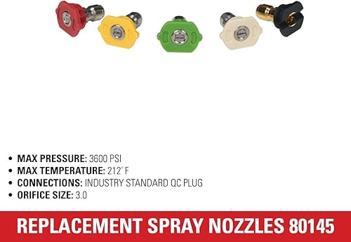 Miniatura 9 de Simpson Limpieza 80144 4500 PSI - Boquilla universal turbo para lavadora a presión, conexión rápida de 14 pulgadas, uso de agua caliente o fría