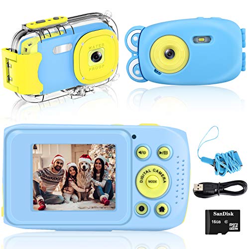 Cámara para Niños, Camara Fotos Infantil DIWUER 1080P / 8MP Cámara Digital para Niños, con Tarjeta SD de 16GB + Funda Silicona + Funda Estanca