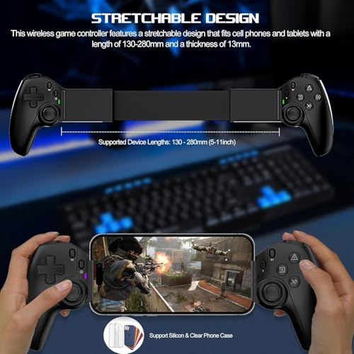 Image of Tobo Phone Controller for Phone /iPad /Andr-id /Tablet(130-280mm), Wireless Game Joystick for Xbox Cloud /PS Remote Play with 2 Back Buttons /Hall-Rocker /Hall-Trigger, Support Switch /PS4-Direct Play TD-1281GA