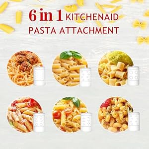 Pasta Maker Attachment for Kitchenaid Stand Mixer with 6 Different Shapes of Pasta Outlet, Durable Kitchenaid Accessories and Attachments, Dishwasher Safe Pasta Maker Attachment for Kitchenaid Stand Mixer with 6 Different Shapes of Pasta Outlet Durable Kitchenaid Accessories and Attachments Dishwasher Safe