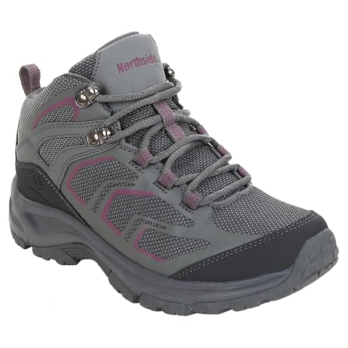 Northside Women's Skyview Mid Hiking Boot, Gray/Winterberry, 6.5