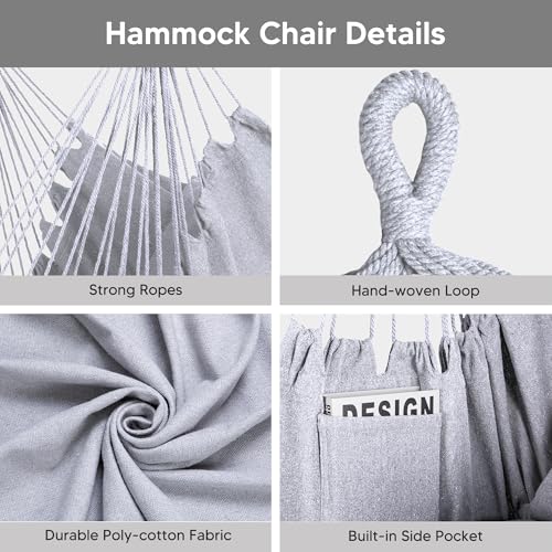 Image of SUNCREAT 2-in-1 Convertible Extra Large Hammocks with Stand, Light Gray