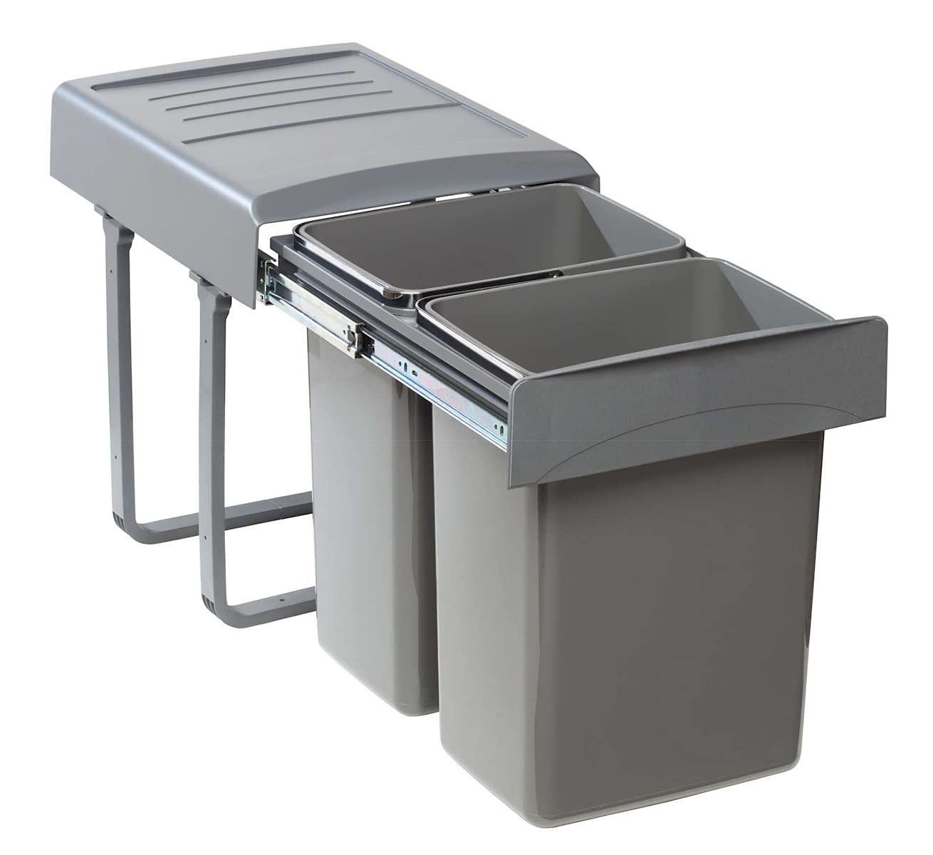 ekotech 90084162S Abfallsorter MEGA mit 2x 20 Liter Abfallvolumen / 2-fach Trennung/Soft Closing System