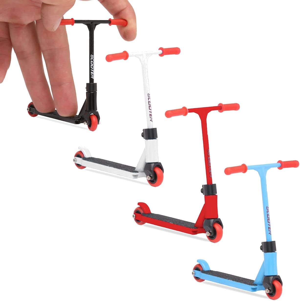 DELUXE FINGER SCOOTERS 6 PACK Mini Two Wheel Scooter Toy Finger