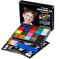 ENJSD Face Paint Kit, Face Paint for Kids and Adults, Water Based Non-Toxic Vivid Colors & Brushes, Easily Washable Safe Body Painting for Halloween Makeup and Cosplay