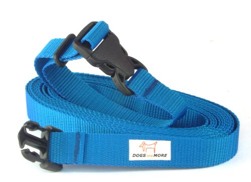 DOGS and More - Extensión para la cuerda de arrastre base con correa de mano L - Extensión de 5 metros (azul; 25 mm de ancho) / cuerda de búsqueda / cuerda de campo Cover