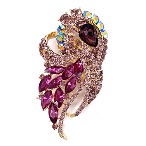 Image of LAXPICOL Vintage Clear Austrian Crystal Elegant Flower Bouquet Wing Brooch for Women