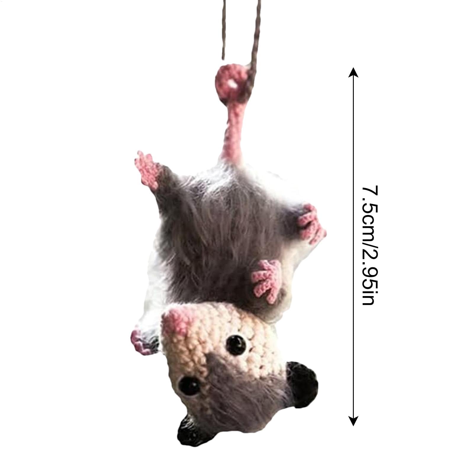 Opossum Car Charm - Car Pendant | Adorable Opossum Car Decoration - Car Accessory Unique Rearview Mirror Accessories Handmade Knitted For Car