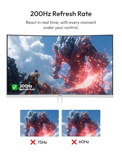 Image of Pixio PXC248 Wave White 24 inch 200Hz Refresh Rate FHD 1080p Resolution 1500R Curve Fast VA Panel 1ms GTG Response Time Adaptive Sync HDR Curved Gaming Monitor