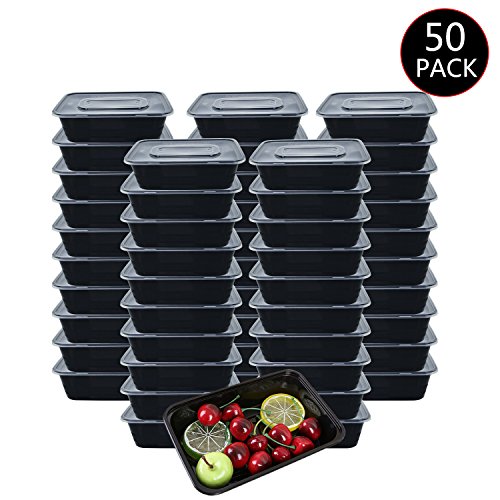 HOMEE Meal Prep Containers 50 Pack/26oz Reusable Food Storage Containers Bento Lunch Box