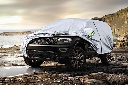 Image of KouKou 6 Layers Car Cover Custom Fit Jeep Grand Cherokee from 2005 to 2025, Waterproof Car Cover All Weather for Automobiles Outdoor Indoor with Zipper Door, Sun Rain Dust Snow Protection.