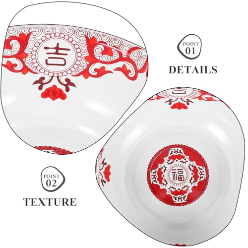 Tazón esmaltado vintage de 36 cm rojo para cocina miniatura 3