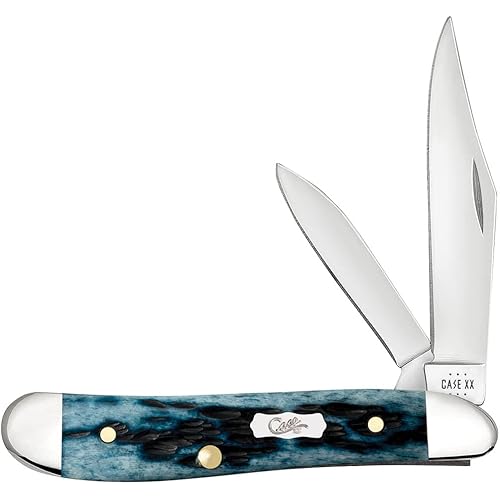 Case XX WR POCKET KNIFE PEANUT- POCKET WORN® MEDITERRANEAN BLUE BONE PS JIG, ITEM 51858, LENGTH CLOSED 2 7/8 INCH (6220 SS)