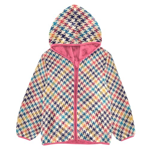 GuoChe Colorful Houndstooth Plaid Toddler Fleece Jacket