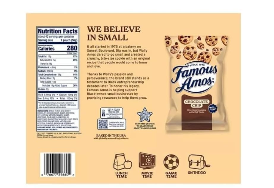 Chocolate Chip Cookies, Bite-Size, 2 oz Individual Bags - (42 - Count)