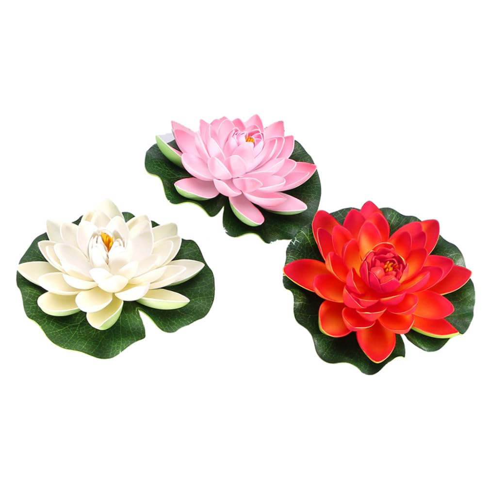 PRETYZOOM 3 Juegos Loto De PU Planta Artificial Piscina Flores Flotantes Decoración del Tanque De Peces Betta Betta Decoraciones para El Tanque Decoración del Acuario De 3 Piezas * 3
