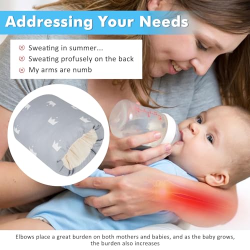 baby feeding arm pillowsoft cotton bottle nursing arm pillows for newbornbreastfeeding pillows for more support for mom and babyportable and washableergonomic nursing essentialsgrey crown