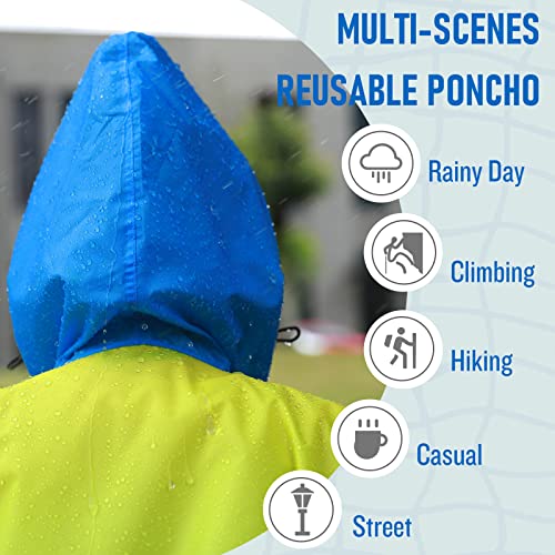 Image of SaphiRose Adult Rain Poncho Waterproof Hooded Zipper Raincoat with Pockets | OEKO-TEX Certified 100% Polyester, Lightweight Packable Storage Pouch, Heat-Sealed Seams, Quick-Dry for Outdoor Hiking