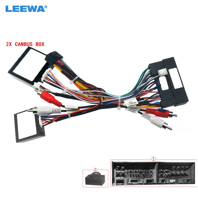 Car for Audio 16PIN DVD Player Power Calbe Adapter with 2 Canbus Boxes for Hyundai IX35 Sonata 8 Santafe Kia K3 Wiring Harness - (Color Name: 2pc CANBUS Box)