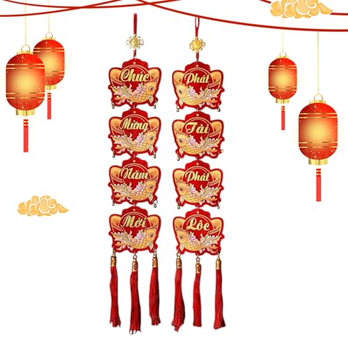 Vietnamese New Year Couplet - Tet Holiday Decoration | Traditional Red and Gold Banners, Symbolizing Luck and Prosperity, Perfec