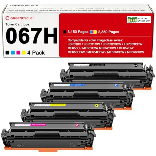 Image of greencycle 067H Toner Cartridge Set 4 Pack Compatible for Canon 067H 067