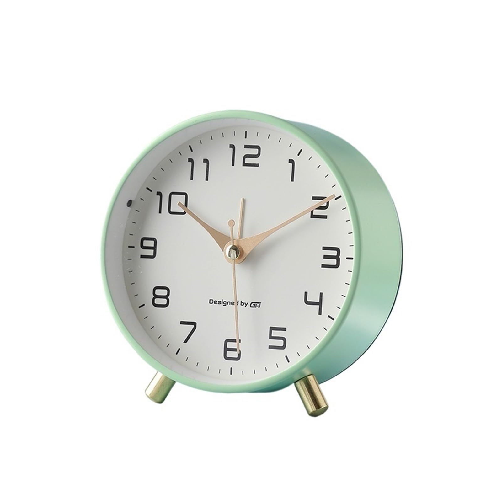 ZOLULA Bedside clock Luxury Alarm Clock Mute Children's Student Desk Table Clock Bedroom Study Room Simple Frosted Metal Clock office travel (Color : Green)