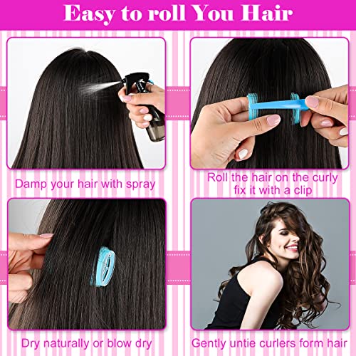 Foto von Encuryna 50 Stück Lockenwickler Set, Selbsthaftend Haarwickler, Lockenwickler Haftwickler, Locken Ohne Hitze Lockenwickler mit Kamm und Entenschnabelclips für Frauen Salon Barbier Friseur
