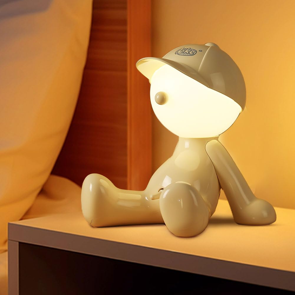Umikk Kreative Lampe A Little Shy Man, Lustiges Led Tischleuchte, Schüchterner Mann-Lampe, Kreative Tischlampe Mit Schirm, Romantische LED Nachttischlampe Schlafzimmerlampe (Gelb (USB-Plug-in-Modell))