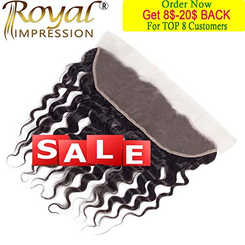 13x4" Ear to Ear Lace Frontal Closure Free Part-Brazilian Virgin Human Hair Loose Wave Top Frontal Lace Closure with Baby Hair Bleached Knots 20inches Natural Color