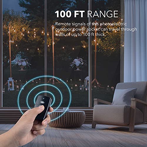 image for HBN Outdoor Wireless Remote Control Outlet Plug,Weatherproof Heavy Dut