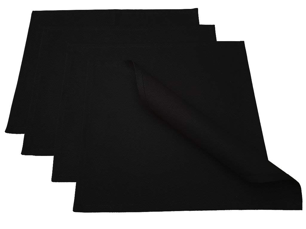 Lemos Home Cotton Placemat Set of 4 - Approx. 46 x 36 cm (Black) Table Set, 46x36
