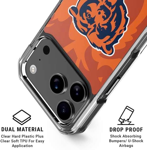 Skinit Phone Case Compatible with MagSafe iPhone 17 Pro Max - Officially Licensed NFL Chicago Bears Double Vision Design