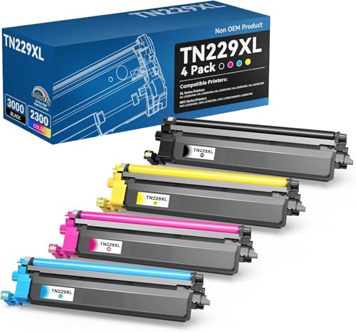 Image of TN229XL TN229 Toner Cartridges Replacement for Brother MFC-L3780CDW | Compatible with TN 229 229XL DR229CL to work with MFC-L3720CDW MFC-L3765CDW HL-L3280CDW HL-L3220CDW HL-L3295CDW (4 Pack)