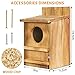 Screech Owl House, Owl Bird Box Large Handmade Wooden Circular Opening Screech Box for Outside with Mounting Screws and A Bag of Wood Shavings, Easy Assembly Required (Brown, 9