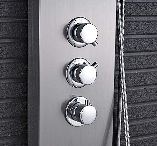 Set de Ducha Termostático Panel/Columna con Jets de Masaje, Mezclador, Ducha de Mano y Grifo para Bañera miniatura 7