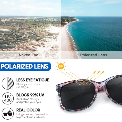 Myiaur Polarized Sunglasses for Women, Retro Designer Sun Glasses Anti-Glare UV 400 Protection for Driving, Traveling（2pack）4
