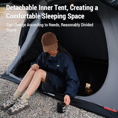 Carpa túnel para camping moto 2 personas amarilla miniatura 3