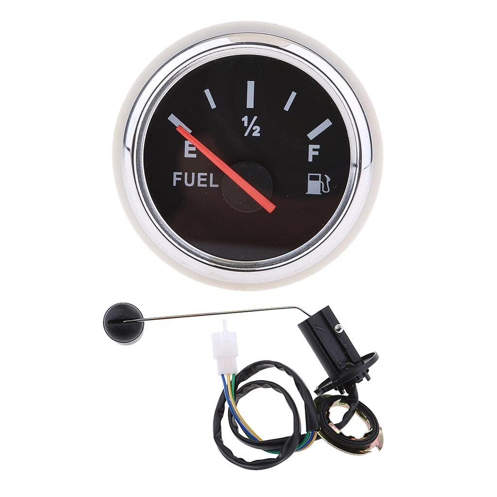 Black 52mm Fuel Level Gauge Meter with Fuel Sensor E-1/2-F Pointer Kit-image-41