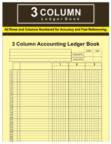 3 Column Ledger Book: Accounting Ledger Notebook for Small Business and Personal Finance, Income and Expense Log Book / High Quality Brown & Blonde Cover