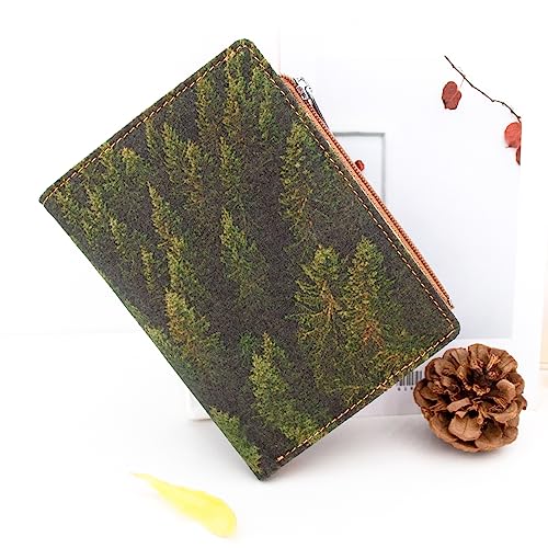Image of Eco Cork Friendly RFID Blocking Wallet Bi-fold Card Holder Vertical Wallet With Zippered Coin Purse & ID Window