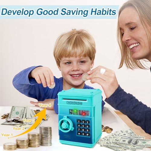 Image of Refasy Piggy Bank Cash Coin Can ATM Bank Electronic Coin Money Bank for Kids Age 3-12, Money Savings Box Mini ATM Coin Bank Toys Gifts for 3 4 5 6 7 8 9 10 11 12 Year Old Boys Girls